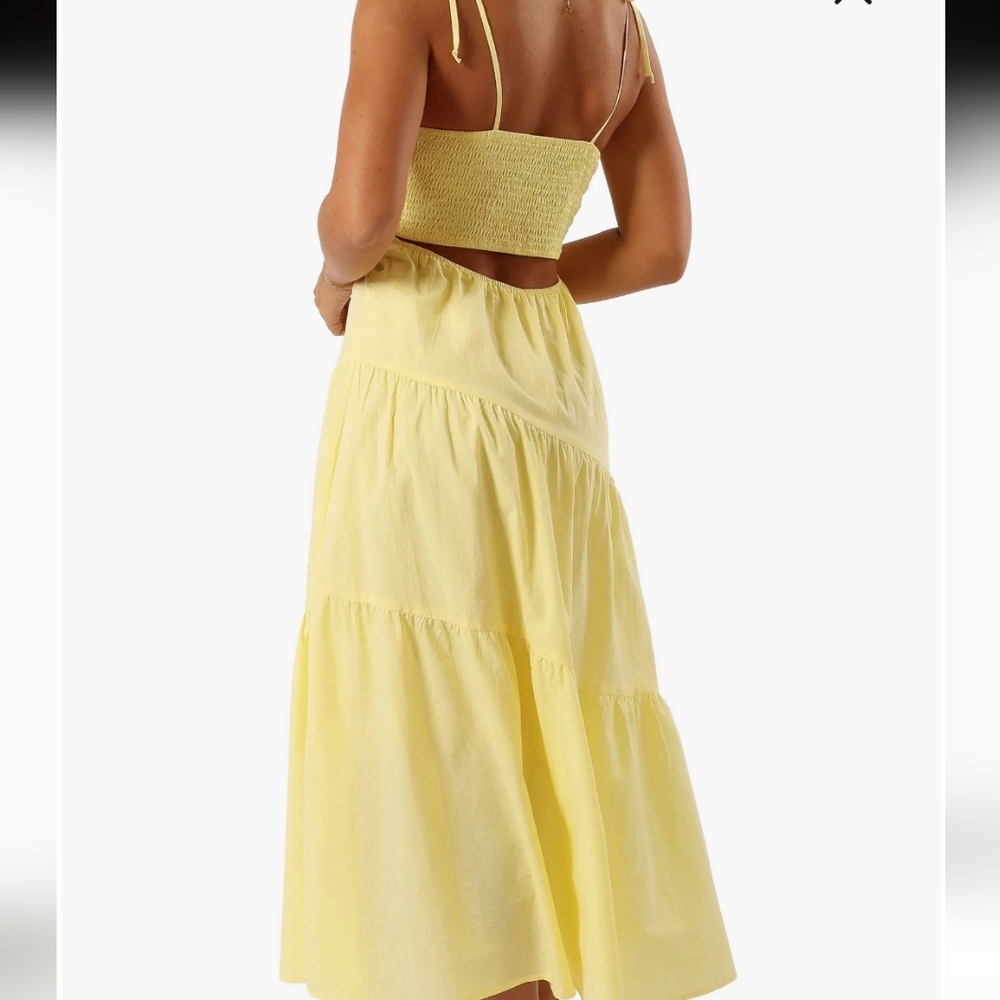 Petal & Pup brexley tiered cotton maxi sundress NWT Yellow Lemon Large - Picture 3 of 12